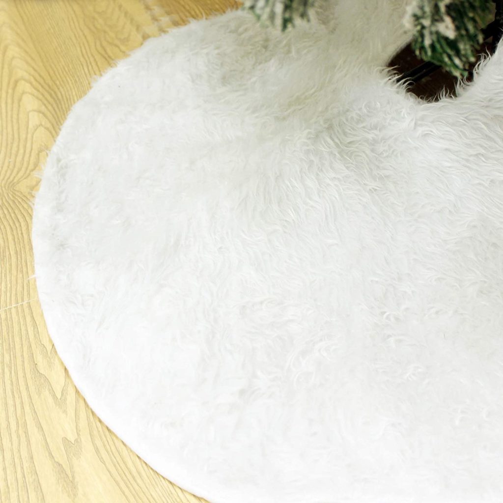 White Fur Christmas Tree Skirt 36in