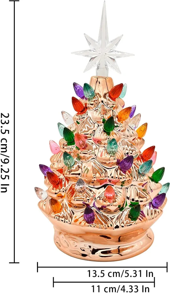 9.25in Prelit Gold Ceramic Tabletop Christmas Tree