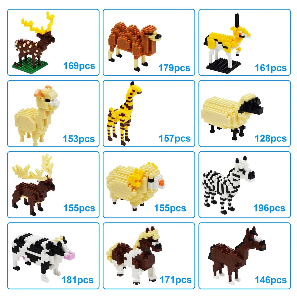 12Pcs Running Animal Building Blocks Prefilled Easter Eggs