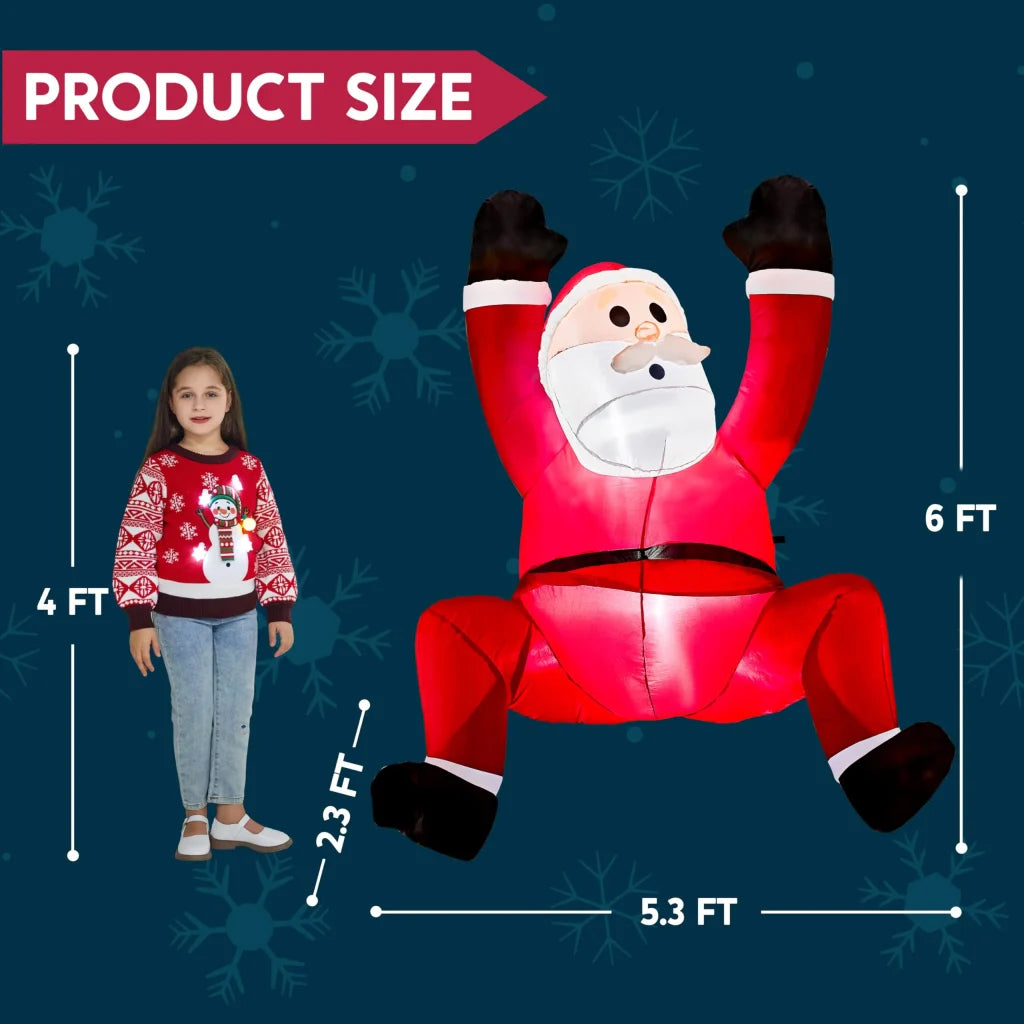 6ft Hanging Christmas Inflatable Climbing Santa