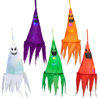 10pcs Light Up Halloween Hanging Ghost Decoration 24in