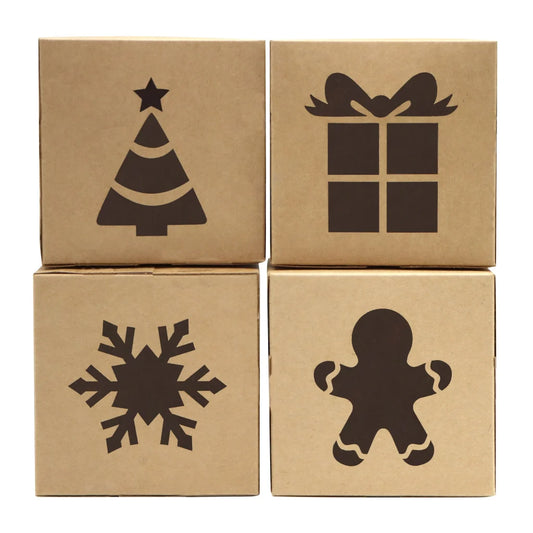 24pcs Cardboard Christmas Bakery Cookie Boxes