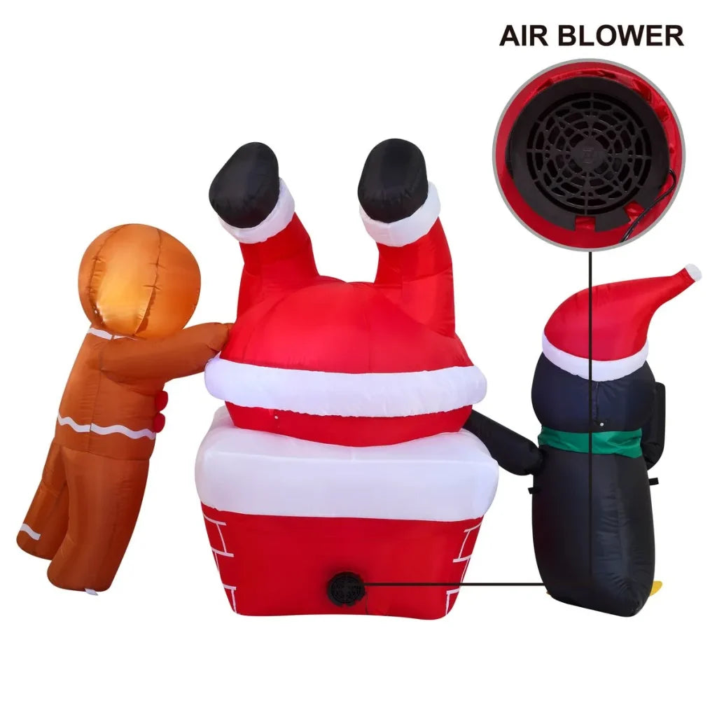 6ft Long LED Inflatable Santa Fall into a Trash