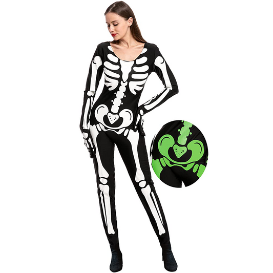 Womens Glow in the Dark Skeleton Halloween Costume