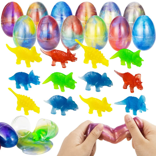 12Pcs Cosmic Realm Slime and Dinosaur Prefilled Easter Eggs