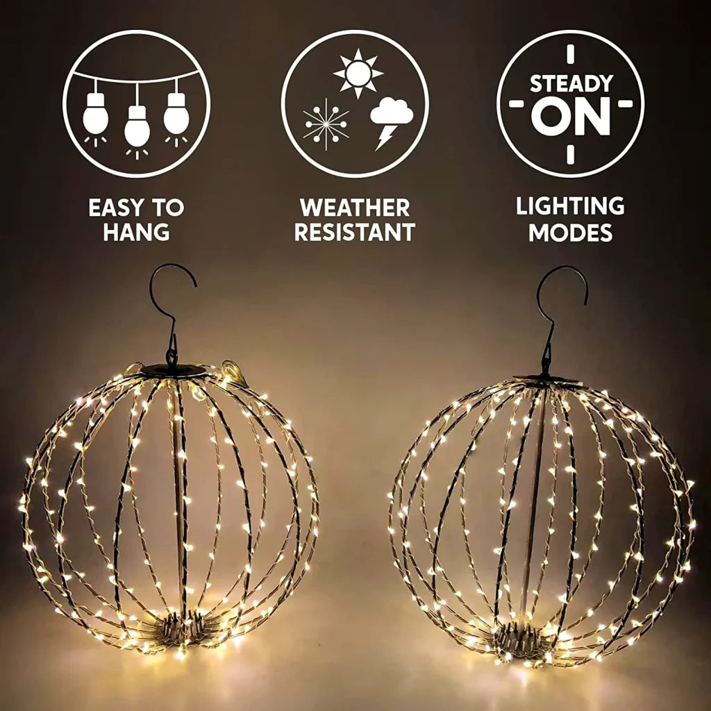 2pcs LED Hanging Collapsible Ball Lights 12in