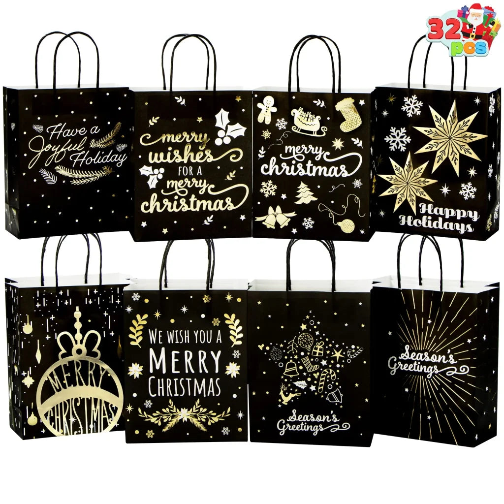 32pcs Black & Gold Christmas Treat Bags