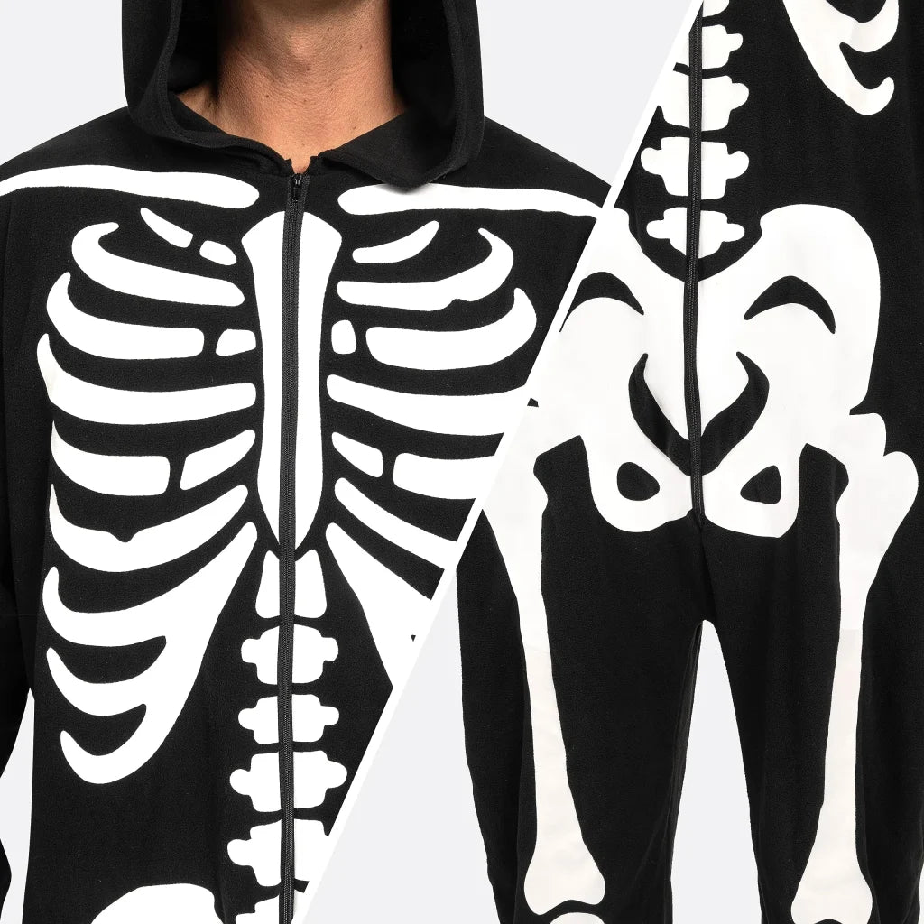 Mens Skeleton Jumpsuit Costume