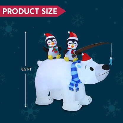 6.5ft Inflatable Winter Polar Bear and Penguin