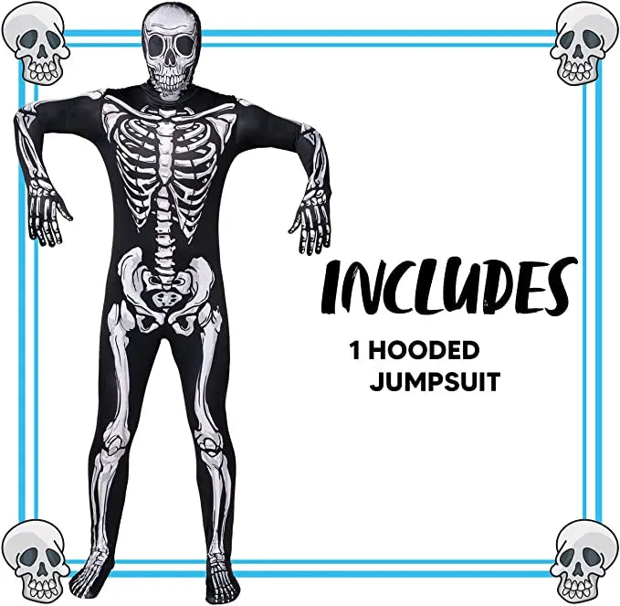 Men Realistic Skeleton Jumpsuit Costume