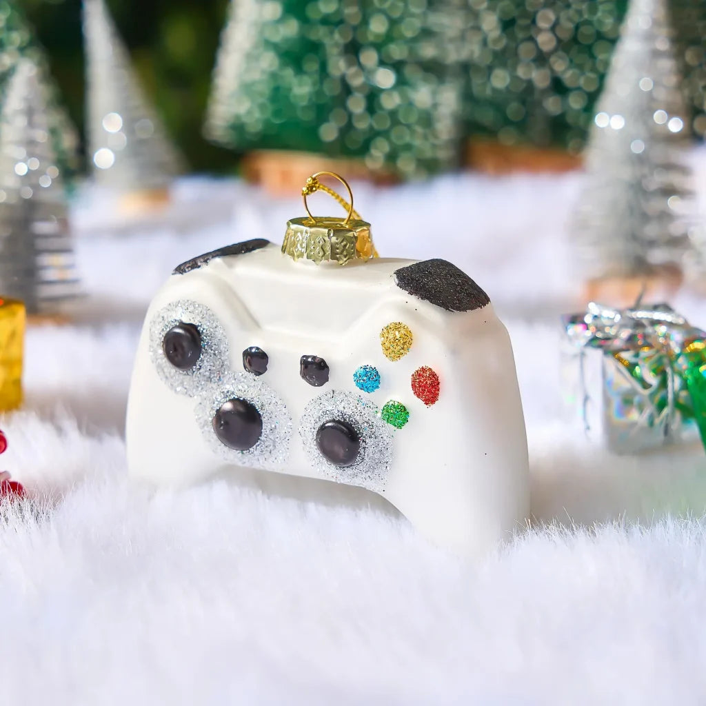 White Game Controller Glass Ornament