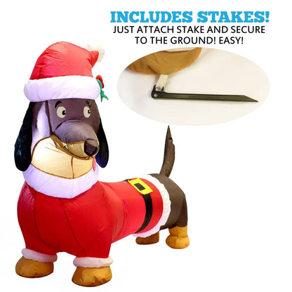 5ft Long Dachshund Blow Up Christmas Decoration