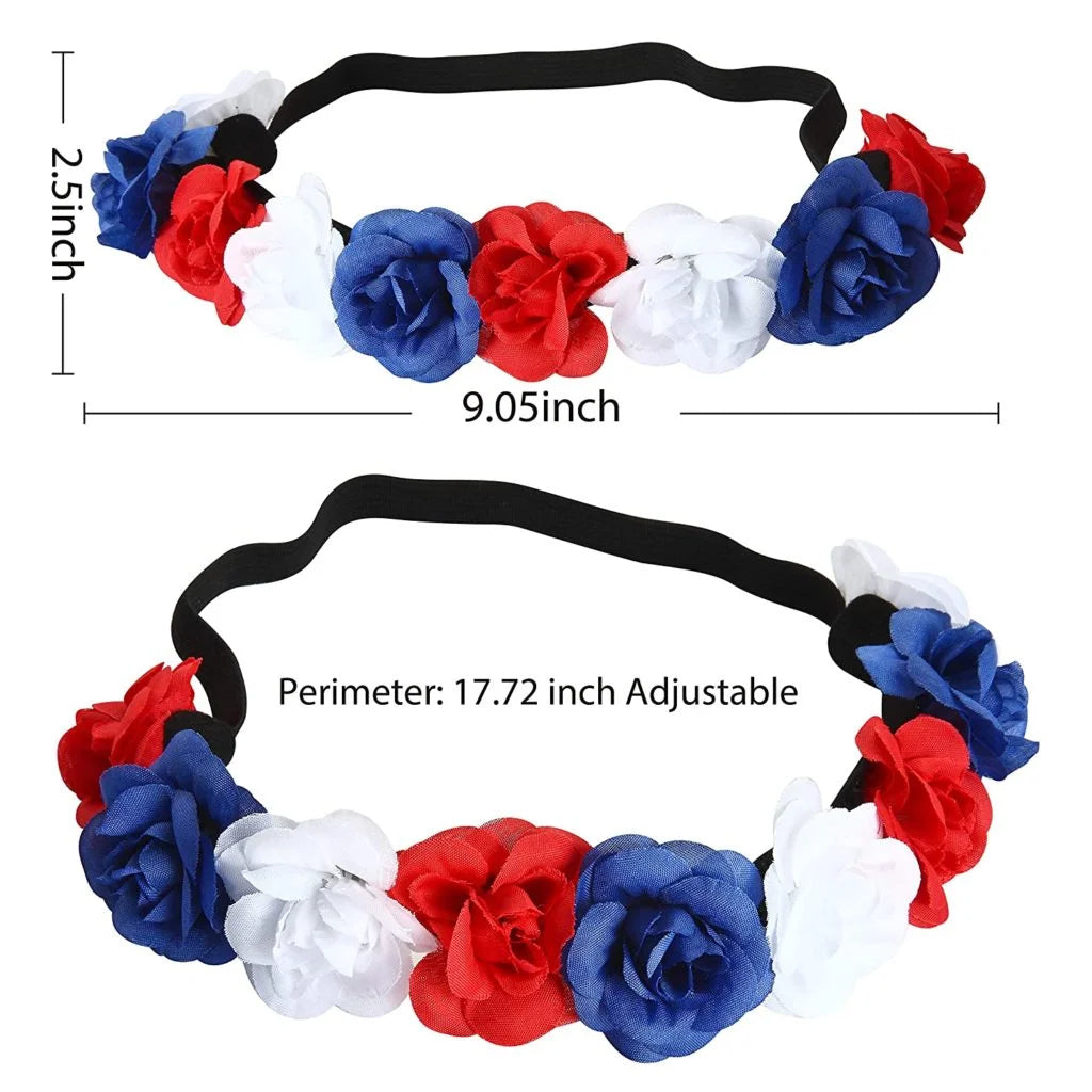 Flag Headband & Flower Headband Accessories, 2 Pcs