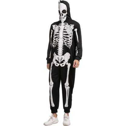 Adult Zip up Skeleton Pajamas Halloween Costume