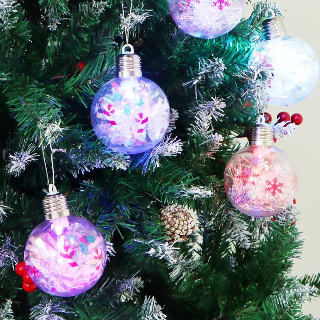 8pcs Plastic Light Up Christmas Ball Ornaments 3.15in