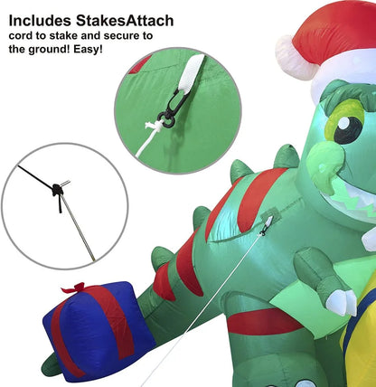 6ft LED Christmas Dinosaur Inflatable with a Gift