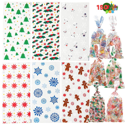 150pcs Clear Christmas Cellophane Treat Bag