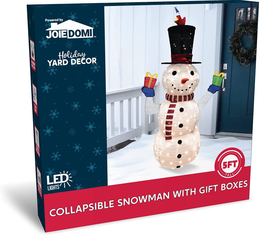 Collapsible LED Light up Snowman Decoration 5ft