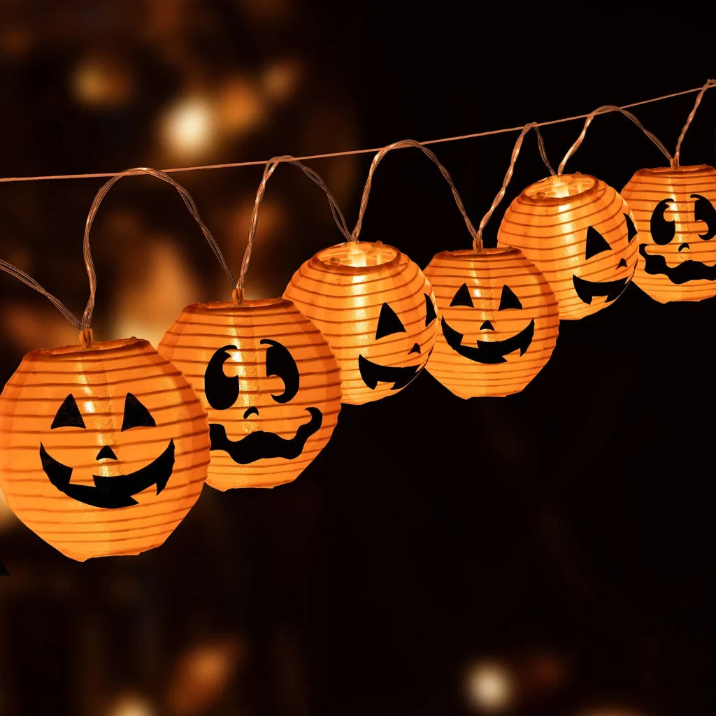 12-Count 9.84ft LED Orange Pumpkin Halloween String Lights