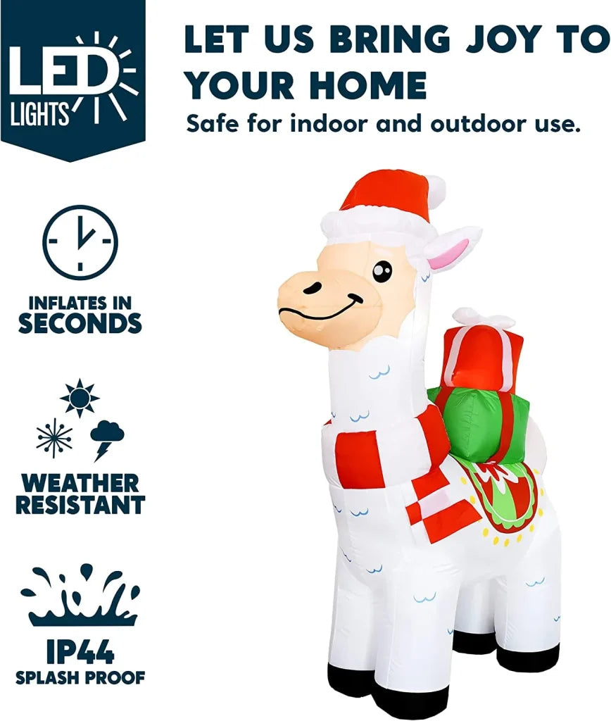 6ft Inflatable LED Christmas Llama with Gifts