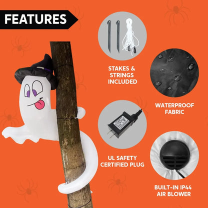 5ft Inflatable Halloween Ghost Twining Around Tree