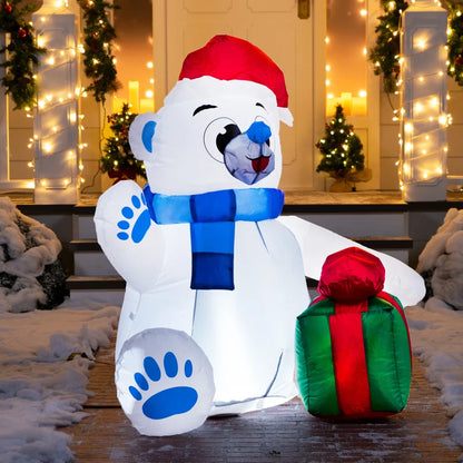 4ft LED Inflatable Polar Bear Christmas Yard Decorations