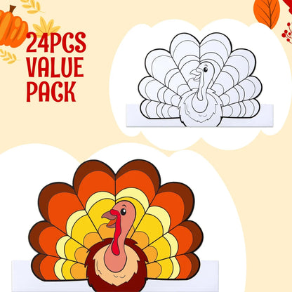 24Pcs Thanksgiving Coloring Headbands