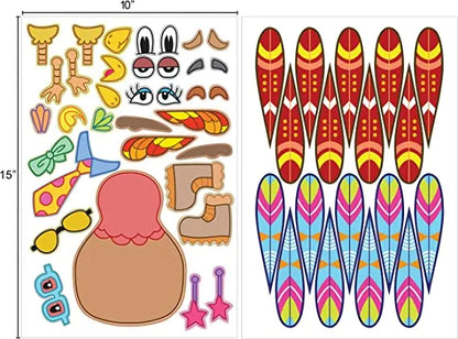 36Pcs Thanksgiving Make-a-Turkey Sticker Sheets