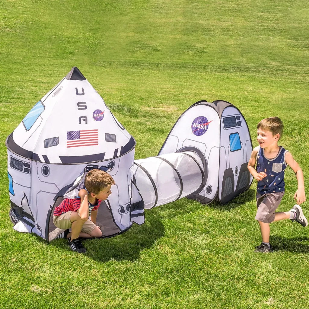 White Rocket Ship Pop Up Play Tent With Tunnel