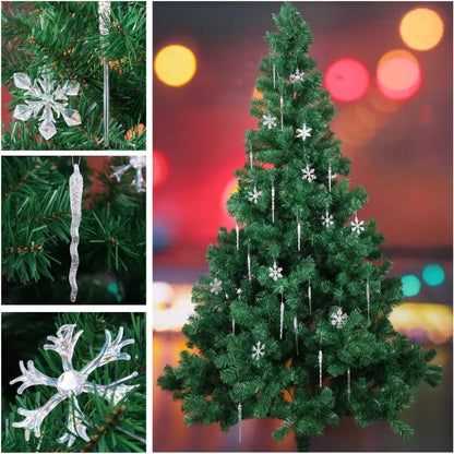 28pcs Glass Snowflake and Icicle Christmas Ornaments