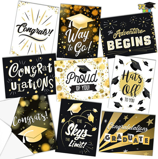 Graduation Cards (Black & Gold) with 9 Designs