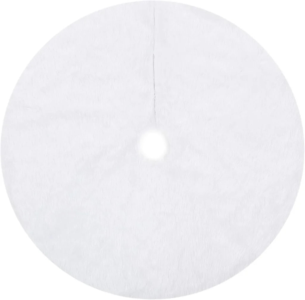 Faux White Fur Christmas Tree Skirt 48in