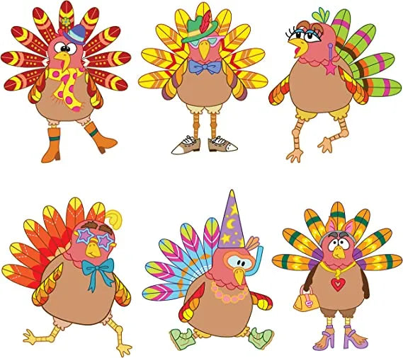 36Pcs Thanksgiving Make-a-Turkey Sticker Sheets