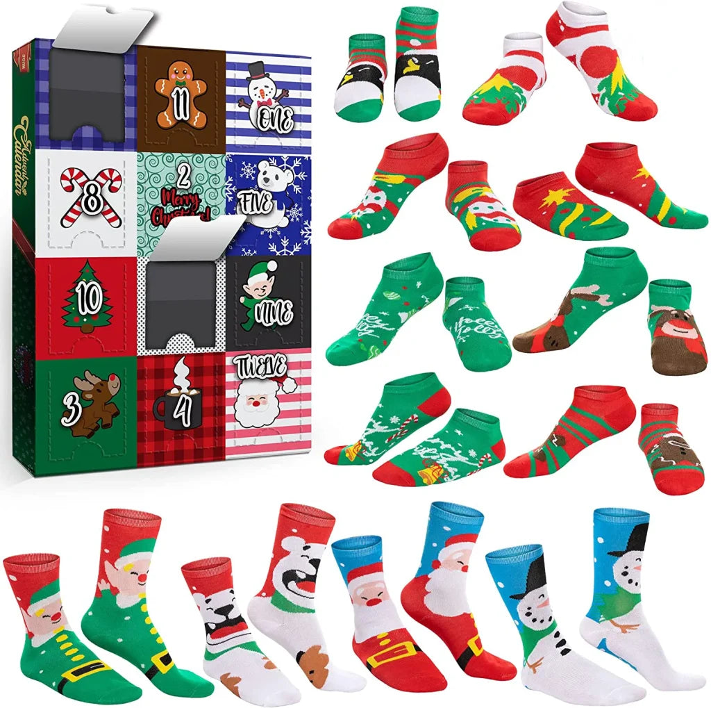 12pcs Women’s Warm Cotton Socks Advent Calendar