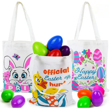 3Pcs Reusable Easter Cotton Tote Bags