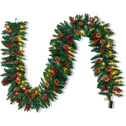 100 LED Prelit Artificial Christmas Garland 9ft