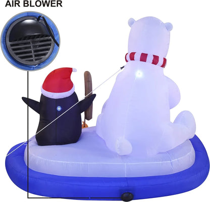 6ft LED Inflatable Christmas Polar Bear With Penguin