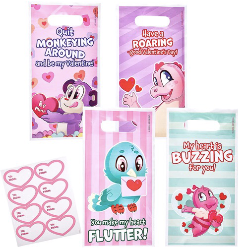 48Pcs Valentines Day Treat Bags Set for Kids