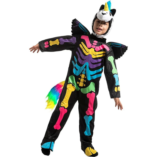 Child Colorful Skeleton Unicorn Costume