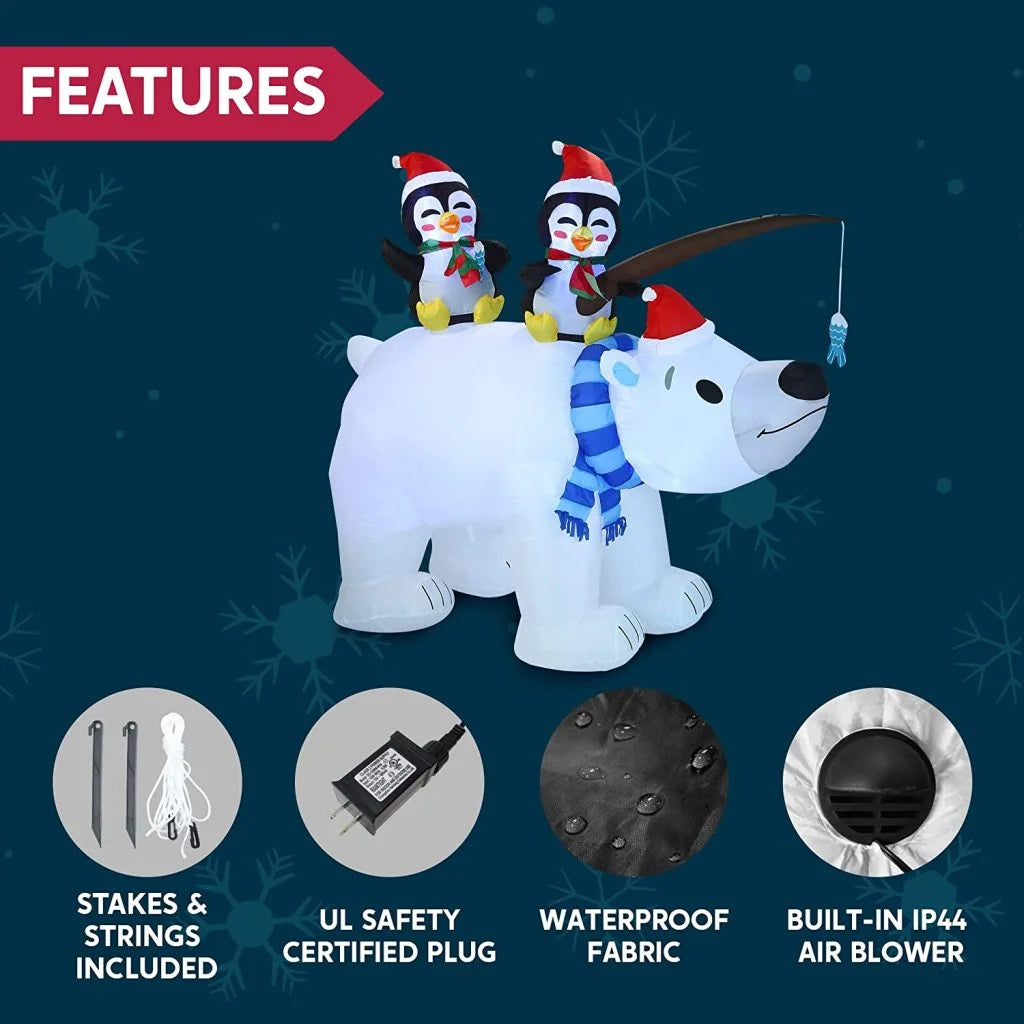 6.5ft Inflatable Winter Polar Bear and Penguin