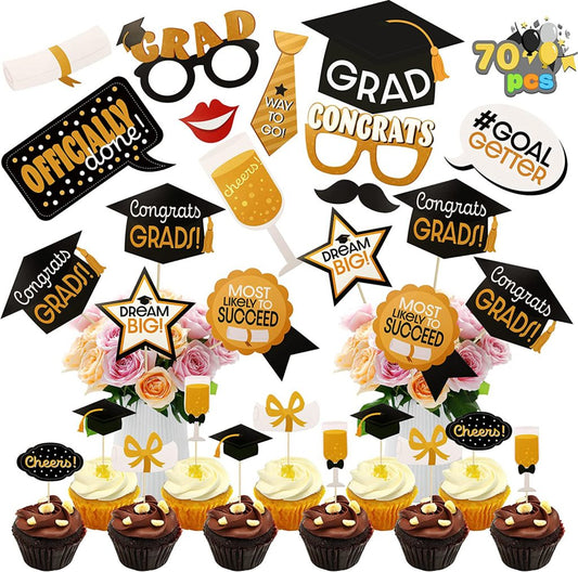 Cupcake Topper + Photobooth Props + Center Pieces, 70 pcs