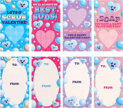 24Pcs Heart Shaped SOAP with Valentines Day Cards for Kids-Classroom Exchange Gifts