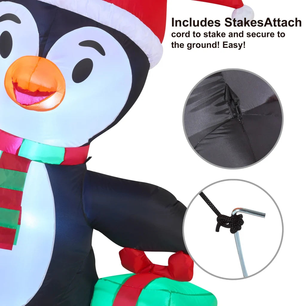 6ft Tall LED Funny Inflatable Christmas Penguin