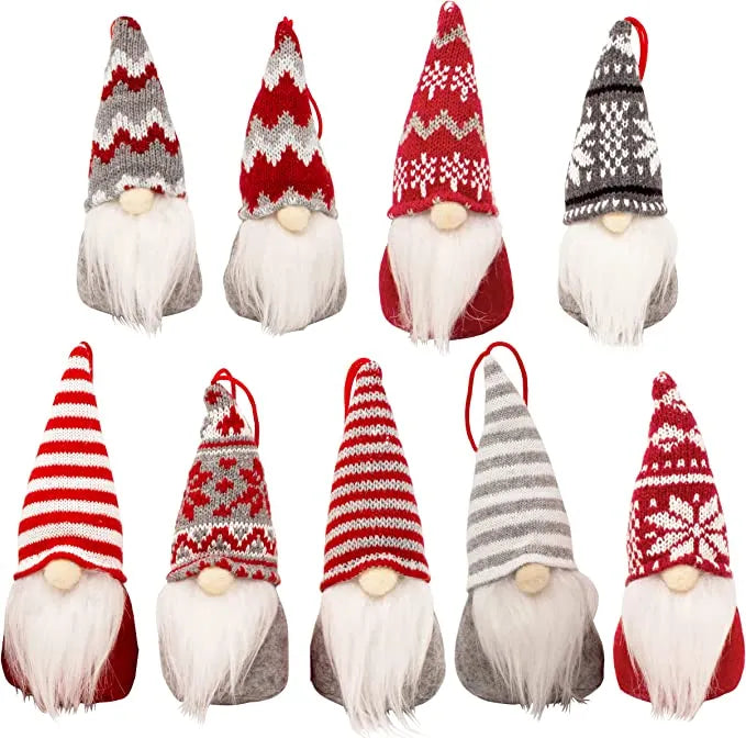 9pcs Gnome Christmas Ornaments Set 6in