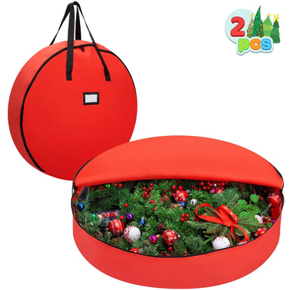 2pcs Red Large Christmas Wreath Storage Bags 36in