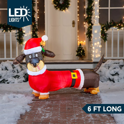 5ft Long Dachshund Blow Up Christmas Decoration