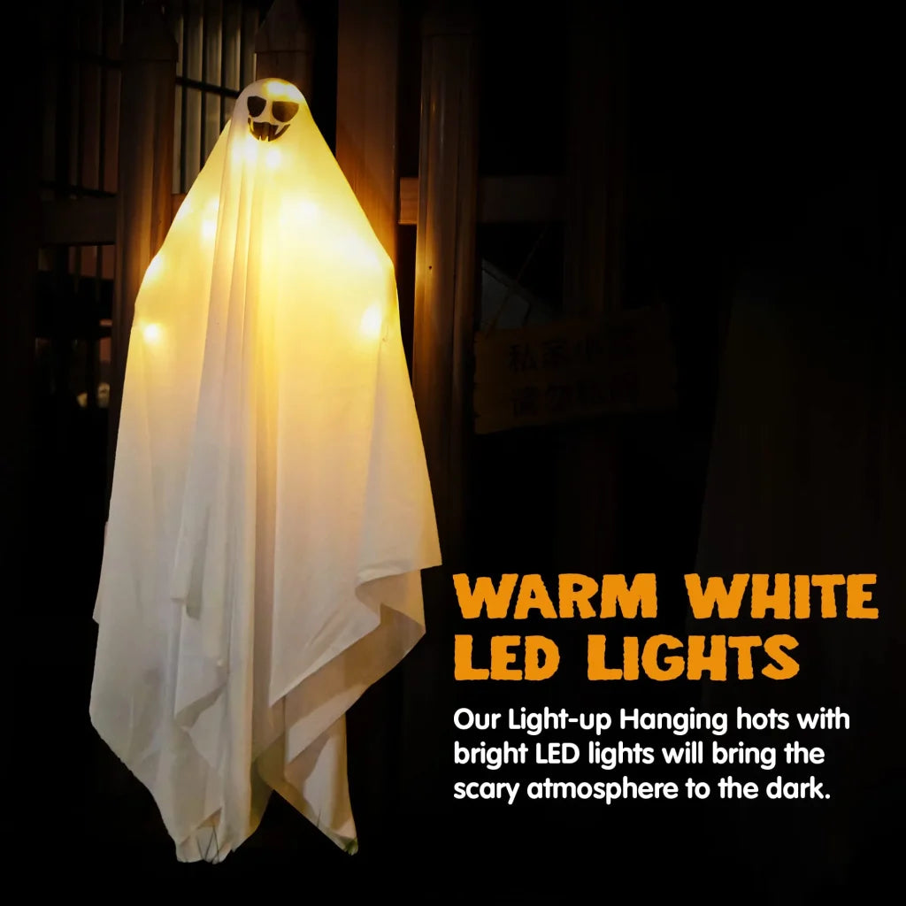 2 Pcs Lightup Hanging White Ghost 35.4in