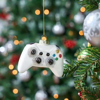 White Game Controller Glass Ornament