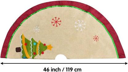 Santa Sleigh Burlap Christmas Tree Skirt 48in