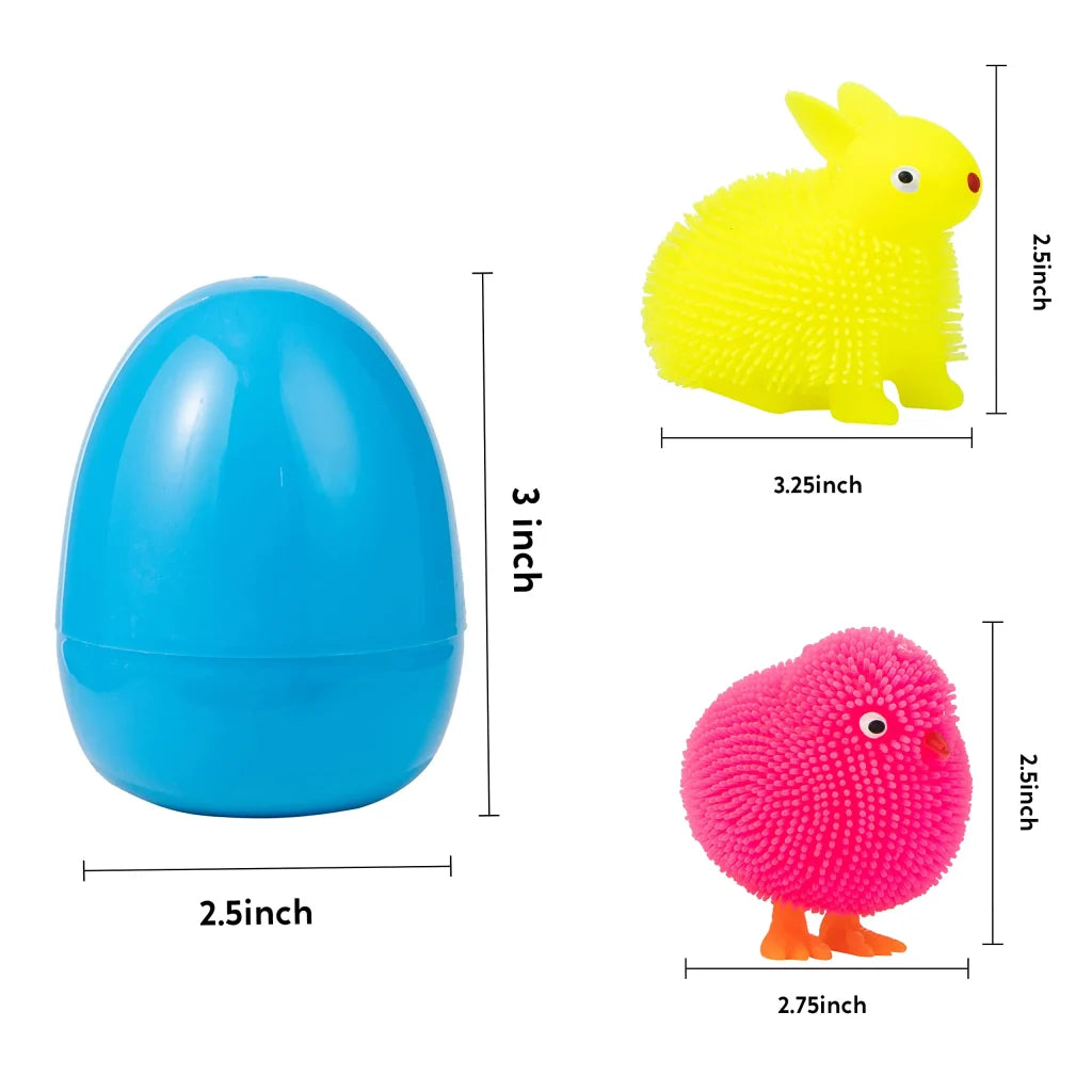 12Pcs Animal Rubber Toys Prefilled Easter Eggs 3in